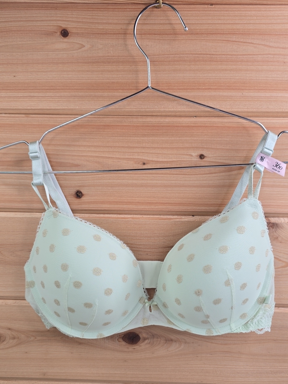 Victoria's Secret Sexy Tee Sheer Heritage Shimmer Dot Push-Up Bra Sz 36D NWT - Picture 3 of 7